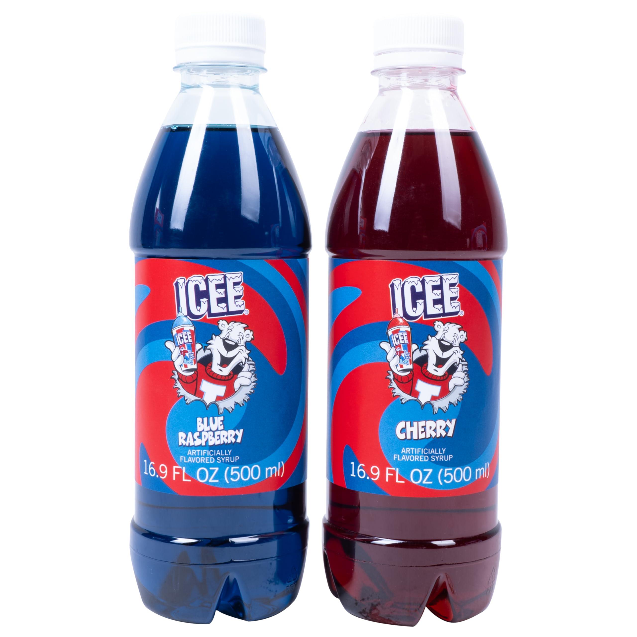 Fizz Creations ICEE 2 Pack Slushie Syrups. Genuine ICEE Slushy syrups including Blue Raspberry and Red Cherry Flavors. 2 16.9 Fl oz Bottles. Officially Licensed ICEE Merchandise from Fizz Creations.