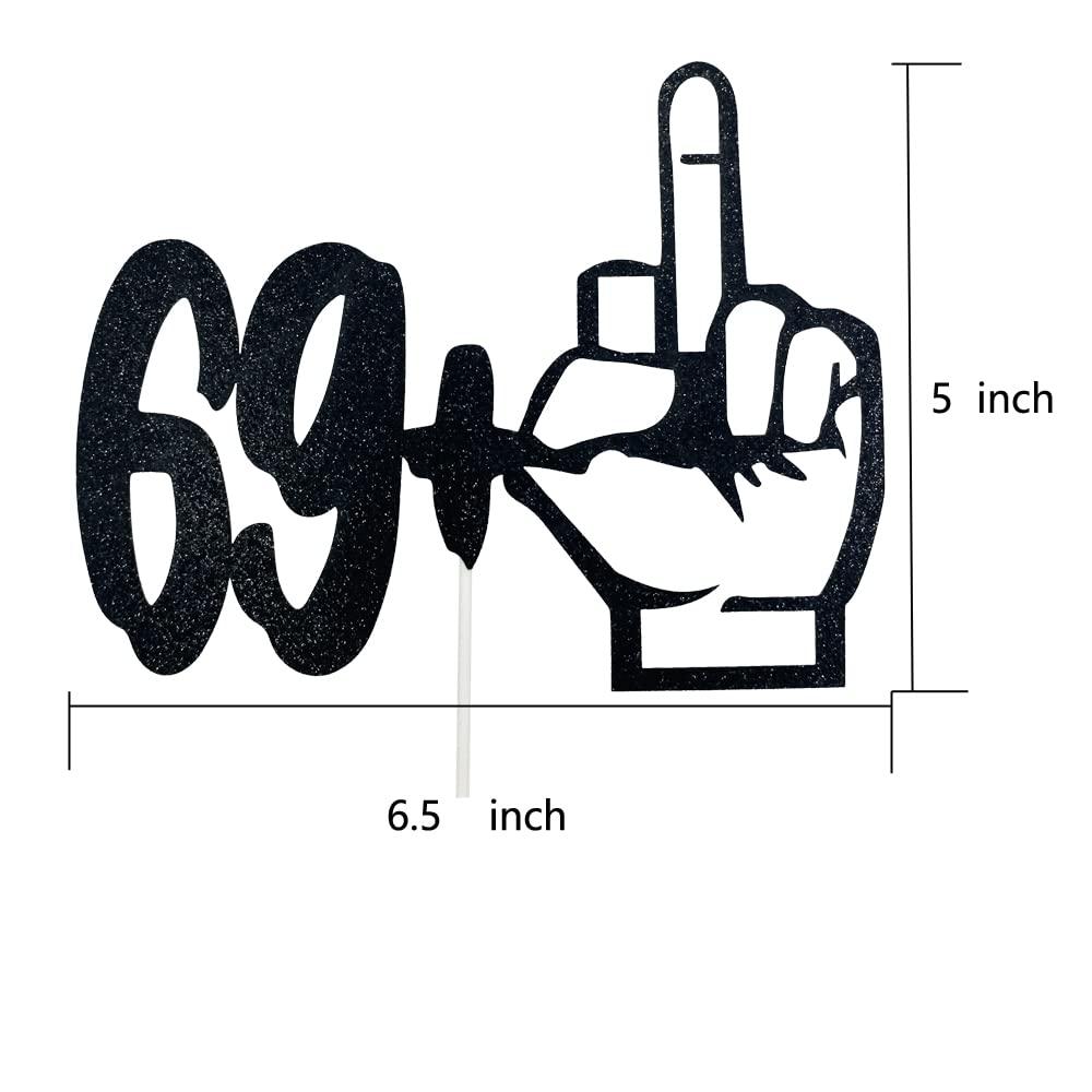 TzTwodcaz Happy 70th Birthday Cake Topper - 69+1 Middle Finger Cake Topper - Funny Seventy Years Old Birthday Party Supplies
