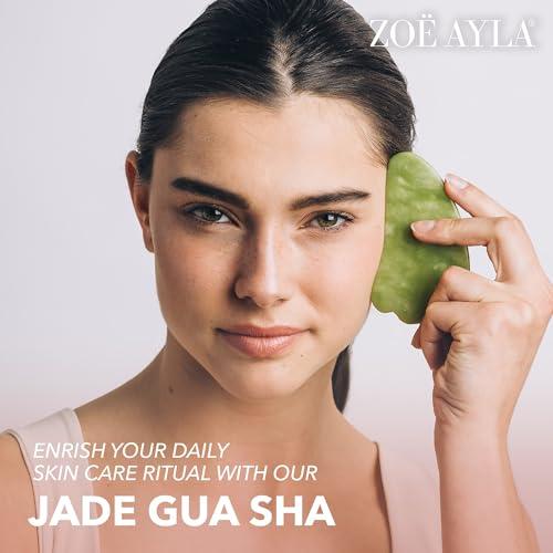 Zoë Ayla Zoe Ayla Gua Sha, Jade, 1 pc - Facial Massager - Firming Gua Sha Facial Tools - Brightens Complexion, Reduces Fine Lines and Wrinkles - Enhances Serum, Moisturizer and Facial Oil Absorption