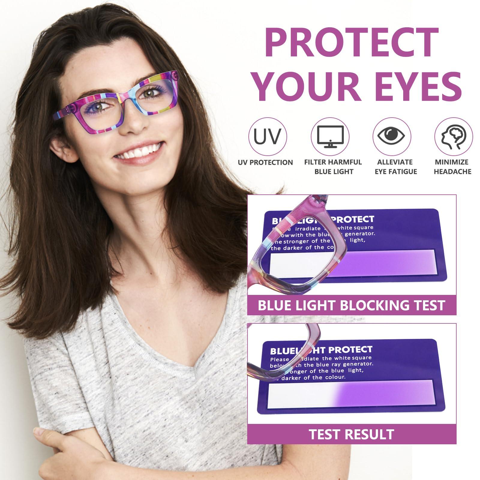 SIGVAN SIGVAN 6 Pack Oprah Style Reading Glasses Blue Light Blocking Square Computer Spring Hinge Readers for Women (6 Mix-1, 1.5, multiplier_x)