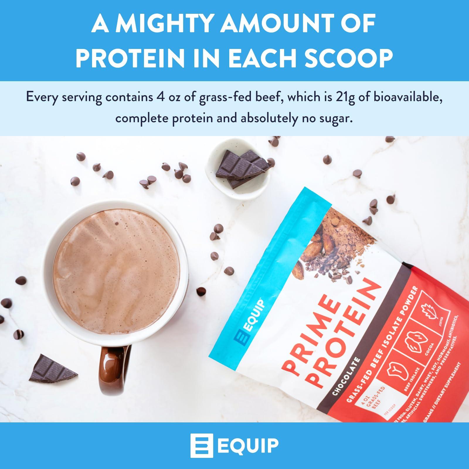 Equip Equip Foods Chocolate Prime Protein Powder - Vanilla & Chocolate - Grass-Fed Isolate Beef Protein Powder - Paleo and Gluten Free Protein Powder - Helps Build and Repair Tissue, Gluten Free