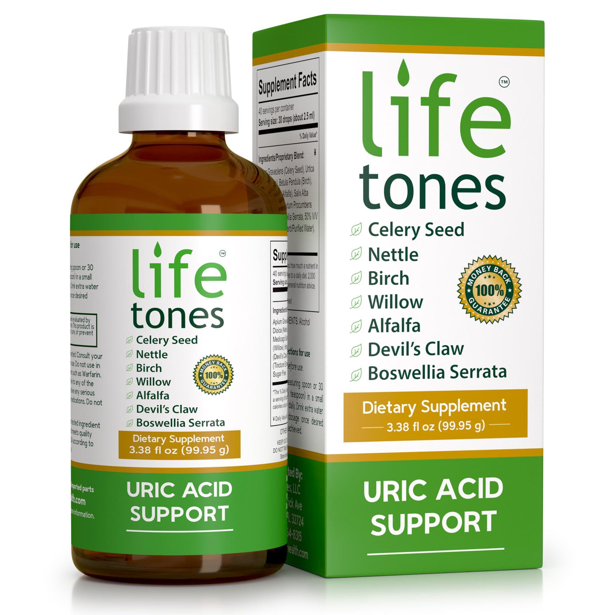 Life Tones Lifetones Uric Acid Support - Joint Health for Men & Women - Liquid Uric Acid Cleanse for High Absorption - Herbal Cleanse Detox for Joint Comfort - Boost Flexibility - 3.38 fl oz