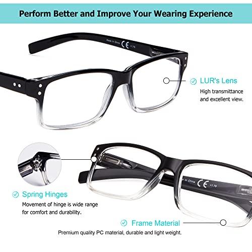 LUR 3 Packs Half-rim Reading Glasses + 6 Packs Classic Reading Glasses (Total 9 Pairs Readers +4.00)