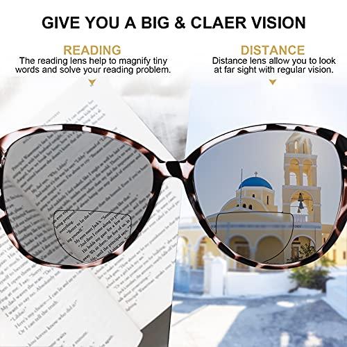 WEMOOTANTS WEMOOTANTS Stylish Bifocal Readers Sunglasses Women Sun Reading Glasses Outdoor UV Protection Blue Light Blocking 350 100 150 200 250 300 400 Tortoise
