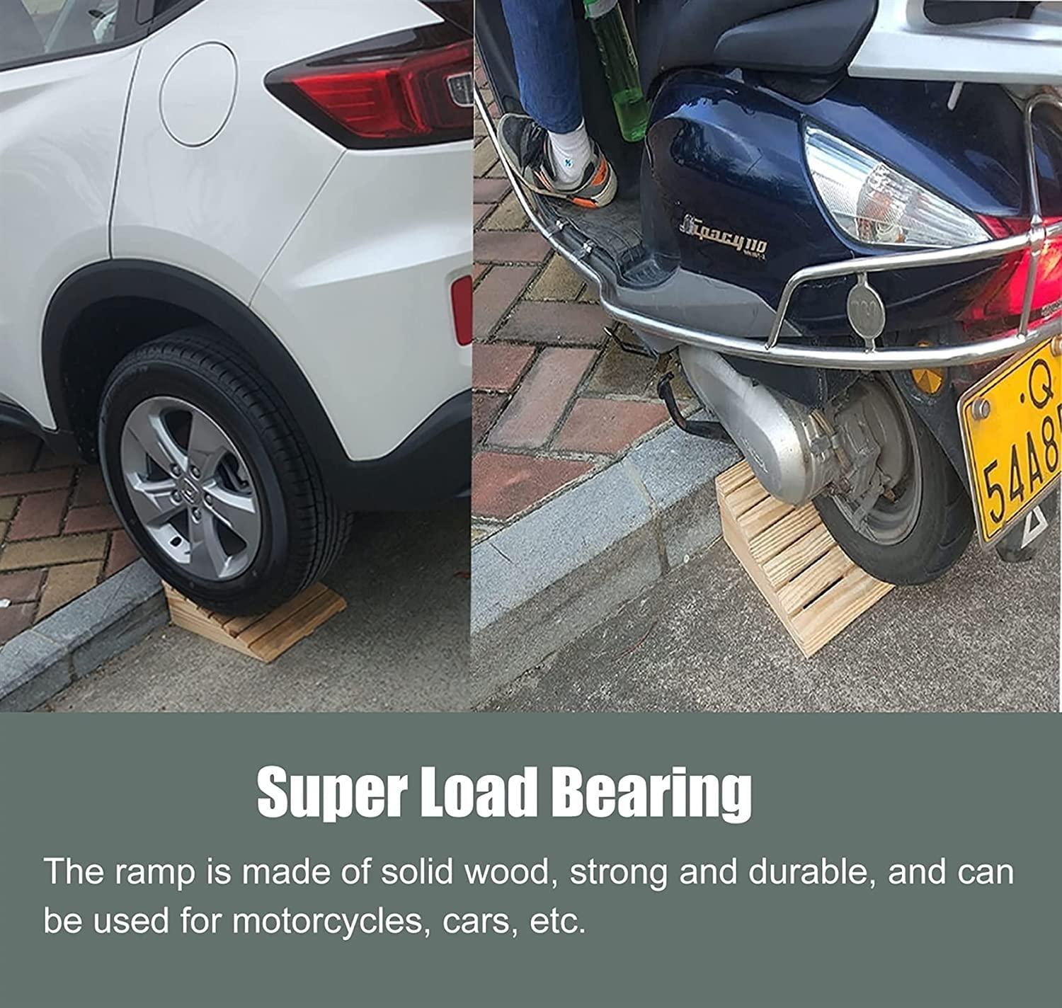 FUFU Threshold Ramps 7cm Rise Wooden Threshold Ramp for Home/Front Door/Yard/Doorways, Wheelchairs Walkers Car Motorcycle Entry Transition Ramp, Heavy Duty Anti-Skid Curb Ramp