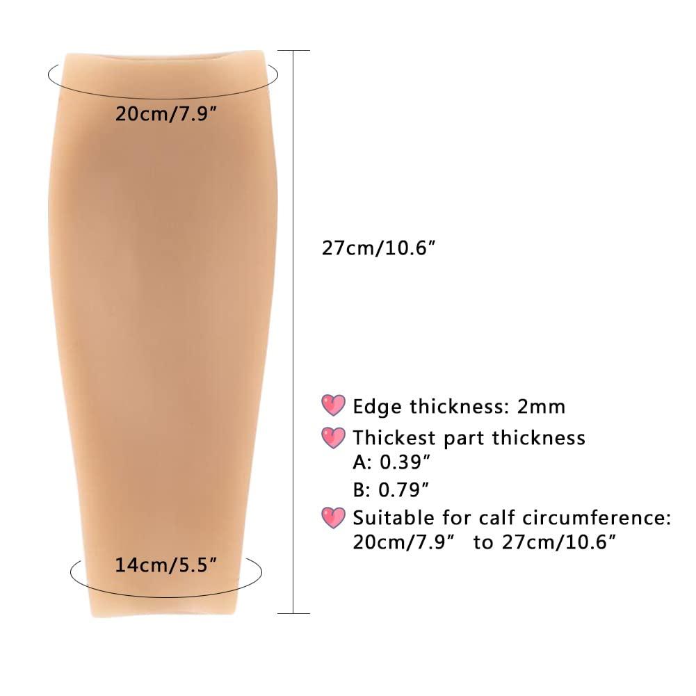 Liifun Liifun Silicone Calf Pads Leg Onlays Calf Corrector for Bow Skinny Legs Cover Birthmark Scars Tattoo (0.39in thickness a pair, Beige)