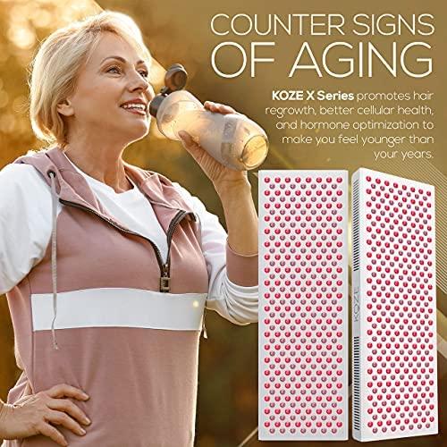 KOZE KOZE Red Light Therapy for Body 1500 watt - 300 Dual LEDs 660 & 850nm Red & Near Infrared NIR Light Therapy Device, Flicker Free No EMF, Clinical Grade Anti-Aging, Workout Recovery - X Series