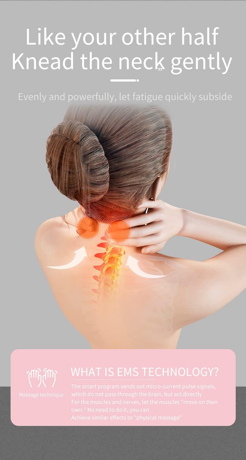 Shengshili Constant Temperature Hot Neck Massager Ultra-Light Smart Shoulder Neck Massager Vibration Massage Massager Small Design Family Travel Giving Woman Man Parent (Pink)