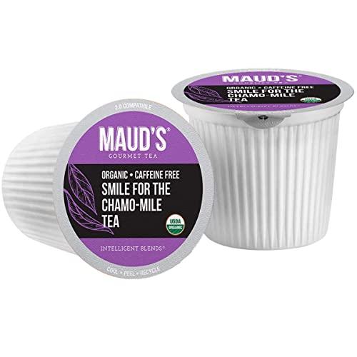 MAUD'S Maud's Organic Chamomile Lavender Tea (Smile For The Chamo-mile) 24ct. Solar Energy Produced Recyclable Single Serve Decaf Tea Pods – 100% Organic Caffeine Free Tea California Blended, KCup Compatible