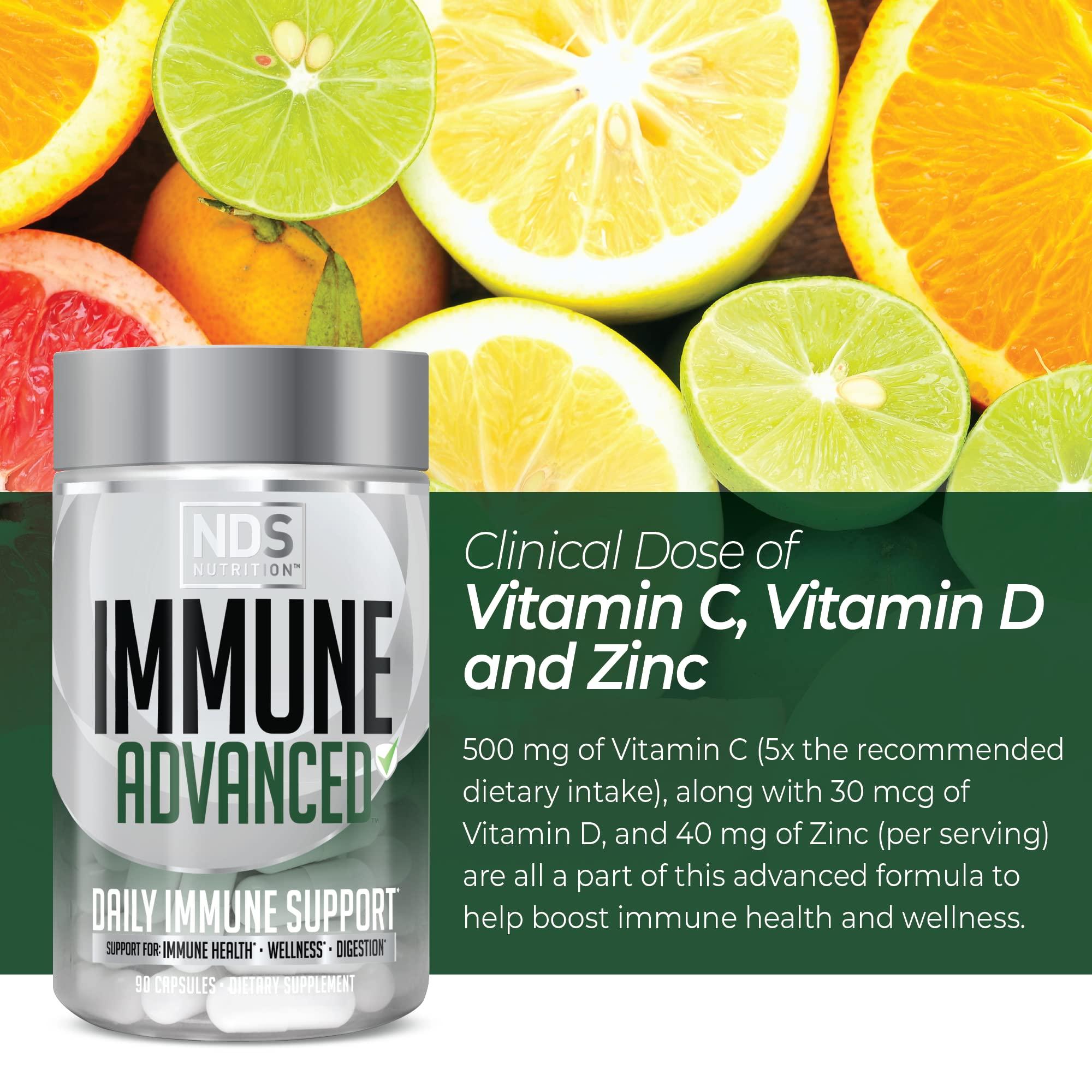 FitLife Brands NDS Nutrition Advanced Immune Booster – Comprehensive Immune Support Supplement for Adults with Elderberry, Vitamin C, Vitamin D, Zinc and 5 Billion CFU Probiotic - Herbal Immune Defense (90 Capsules)