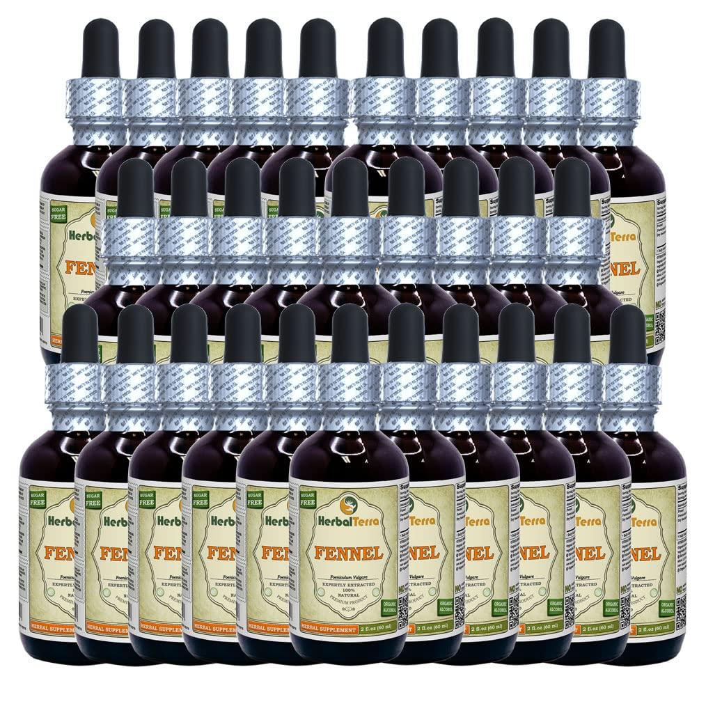 Herbal Terra LLC Fennel (Foeniculum Vulgare) Tincture, Organic Dried Seeds Liquid Extract (Brand Name: HerbalTerra, Proudly Made in USA) 30x2 fl.oz (30x60 ml)