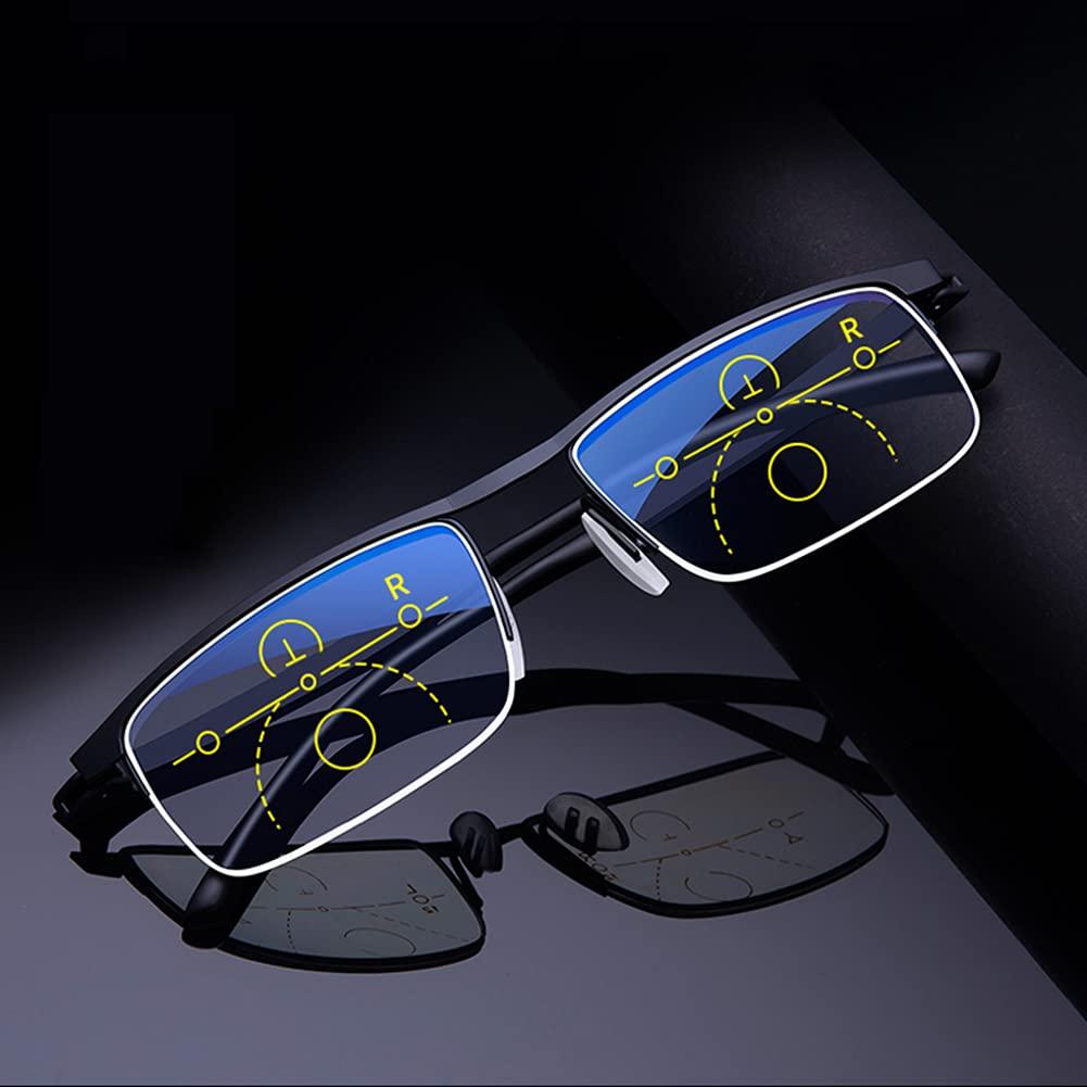 NWB Multifocal Progressive Reading Glasses,Readers with Light Thin Metal Frame,Blue Light Blocking for men women