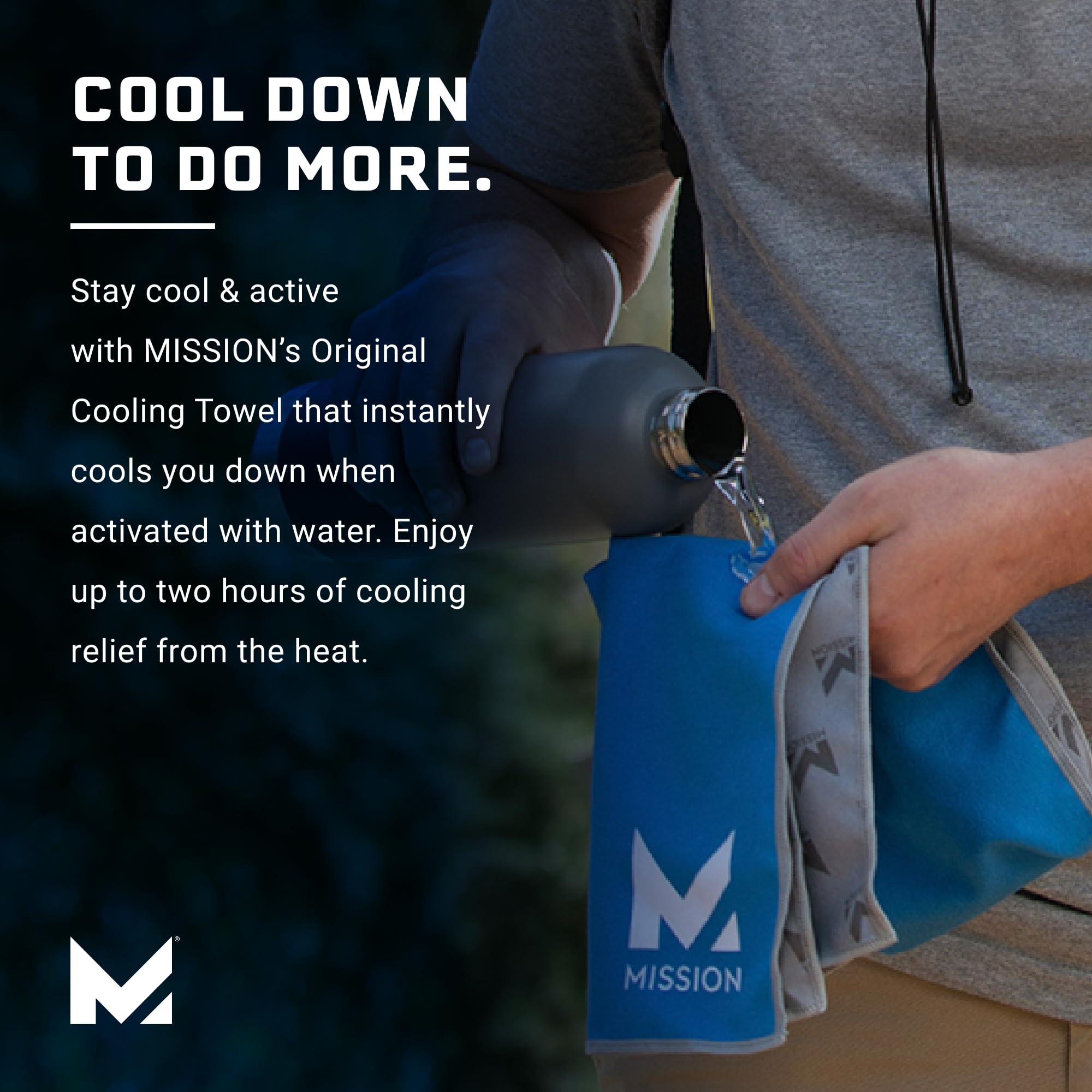 MISSION Mission Original Cooling Towel, Alloy Heather - Soft, Durable Microfiber - Cools Up to 2 Hours - UPF 50 Sun Protection - Machine Washable