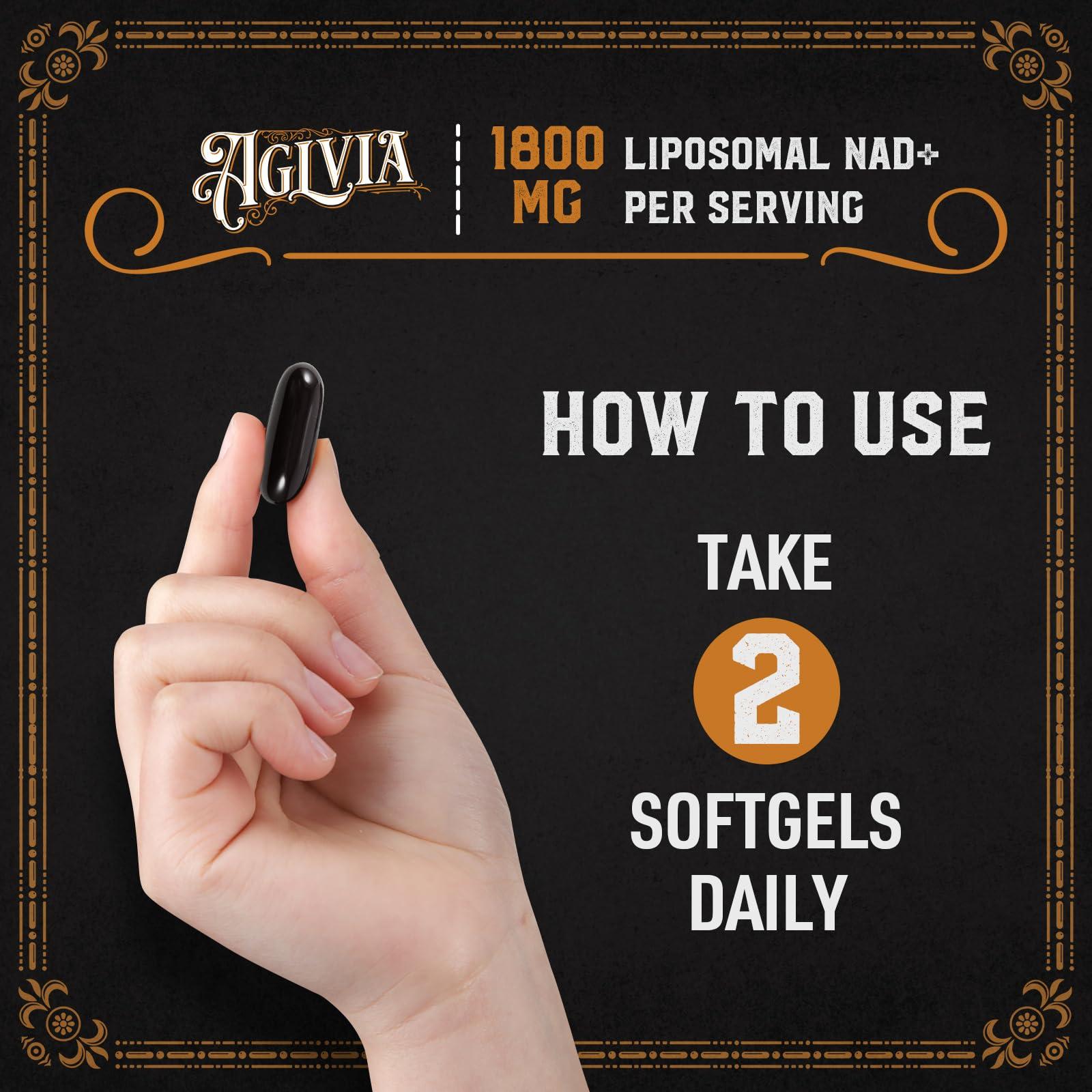 AGLVIA 1800 MG Liposomal NAD Supplement, NAD+ Supplement Similar to Nicotinamide Riboside, 98% Pure NAD Plus Supplement for Energy Booster & Cellular Repair for Men & Women, Non-GMO, 120 Softgels