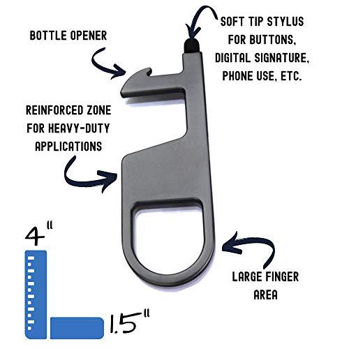Mogix Clean Key Pro With Stylus, Large Door Opener Hook & Bottle Opener - Best For Hygiene No Touch Applications