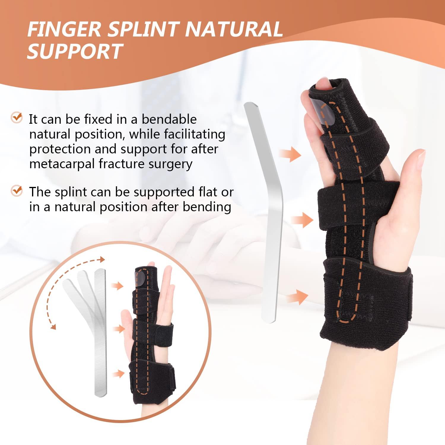 Scurnhau Scurnhau Trigger Finger Splint Finger Brace for 2 Fingers Reversible Finger Splints for Mallet Finger Broken Finger Arthritis Metacarpal Fracture Hand Brace with Finger Support Joints Immobilizer-S/M