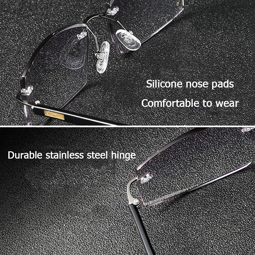 NWB Rimless Reading Glasses Blue Light Blocking for Men,Spring Hinge,Stylish Eyeglasses Anti Eye Strain/Glare/UV