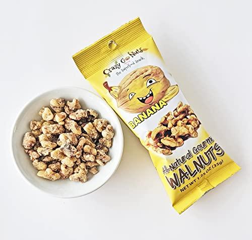 CrazyGoNuts Crazy Go Nuts Walnuts - Banana, 1.25 oz (6-Pack) - Healthy Snacks, Vegan, Gluten Free, Superfood - Natural, Non-GMO, ALA, Omega 3 Fatty Acids, Good Fats, and Antioxidants