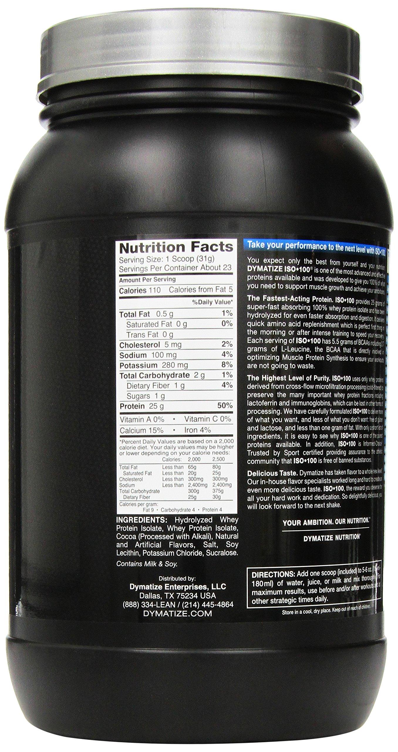 Dymatize Dymatize ISO 100 Whey Protein Powder with 25g of Hydrolyzed, Chocolate, 1.6 Pound (Pack of 1), 25.6 Ounce