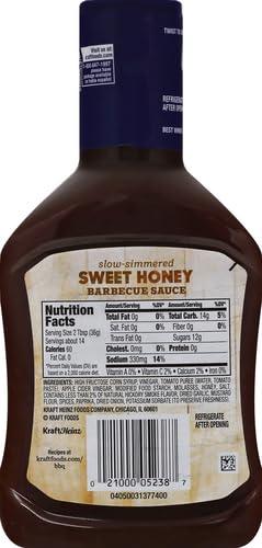 Kraft Kraft Slow Simmered Sweet Honey Barbecue Sauce (18 oz Bottle) (Pack of 3)