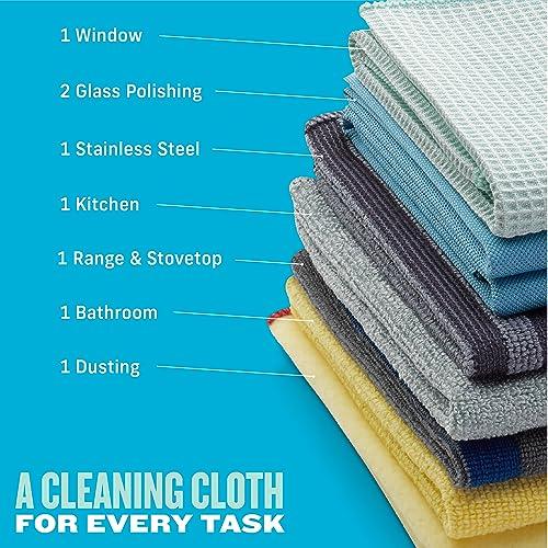 E-Cloth E-Cloth Home Cleaning Set with Microfiber Cleaning Cloths for Cars, Bathroom, Kitchen, & More - Microfiber Towels That Clean with No Added Chemicals - 8 Specialized Cloths in Assorted Colors