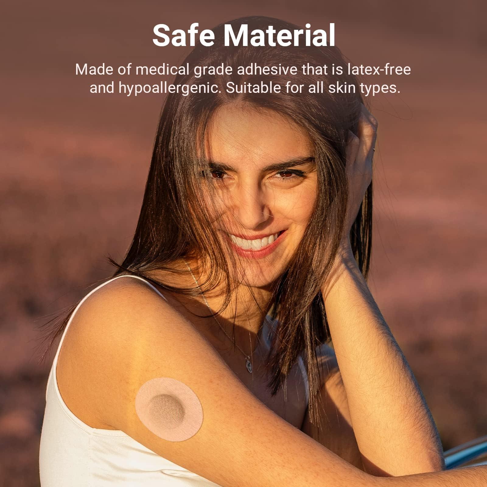 KOVOQ KOVOQ - Dexcom G7 Over Patches - Waterproof 25-Pack Dexcom Stelo & G7 Over Patches with Reusable Hardshell Cover, Latex-Free, Hypoallergenic, Long-Lasting, Breathable (TAN)