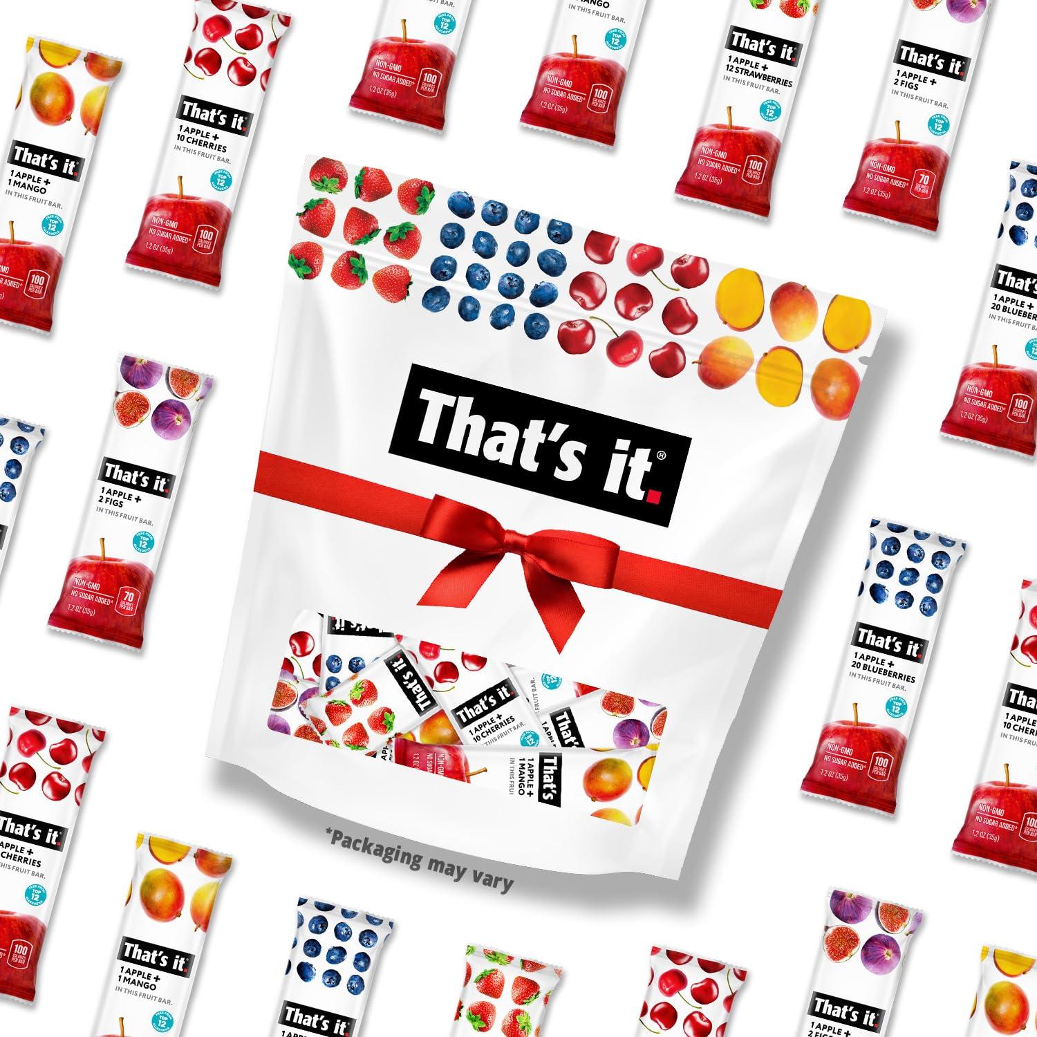 That's it. Fruit Bars Snack Gift Box (20 Pack) - 100% Natural, Gluten-Free, Vegan Fruit Snacks Variety Pack