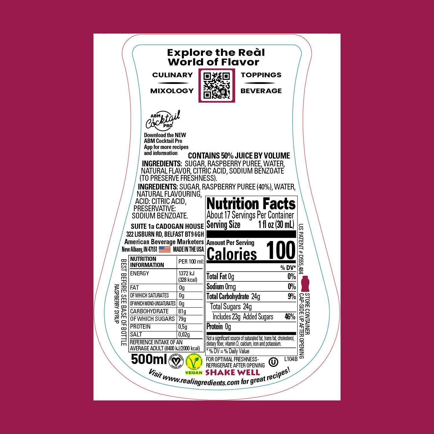 Rel Infused Exotics Raspberry Rel Infused Exotics, Raspberry Puree Infused Syrup, 16.9 FL OZ Squeezable Bottle (Pack of 3)