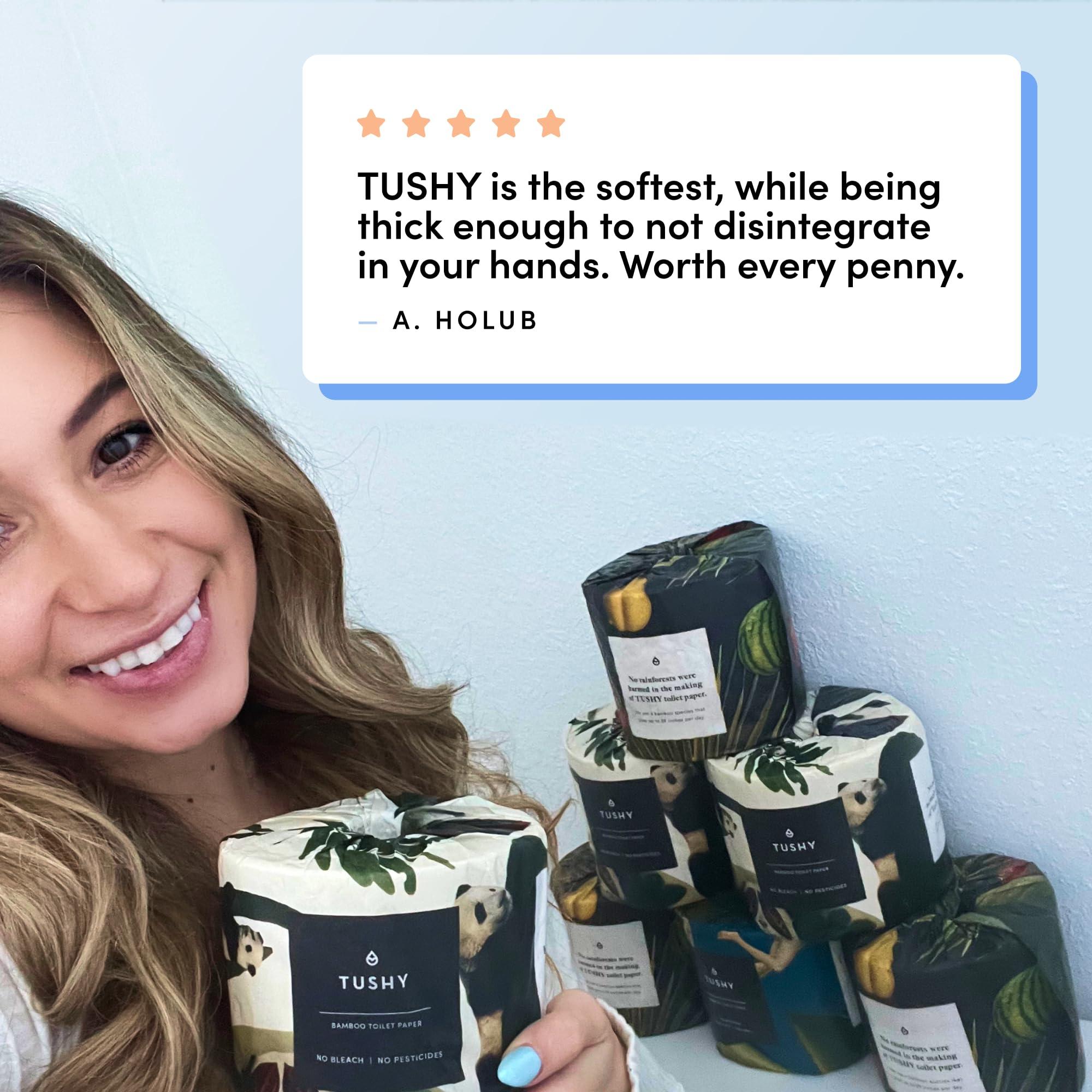 TUSHY TUSHY Premium Bamboo Toilet Paper - 100% Bamboo - 3 Ply, 300 Sheets Per Roll (TUSHY Premium Bamboo Toilet Paper - 48 Pack)