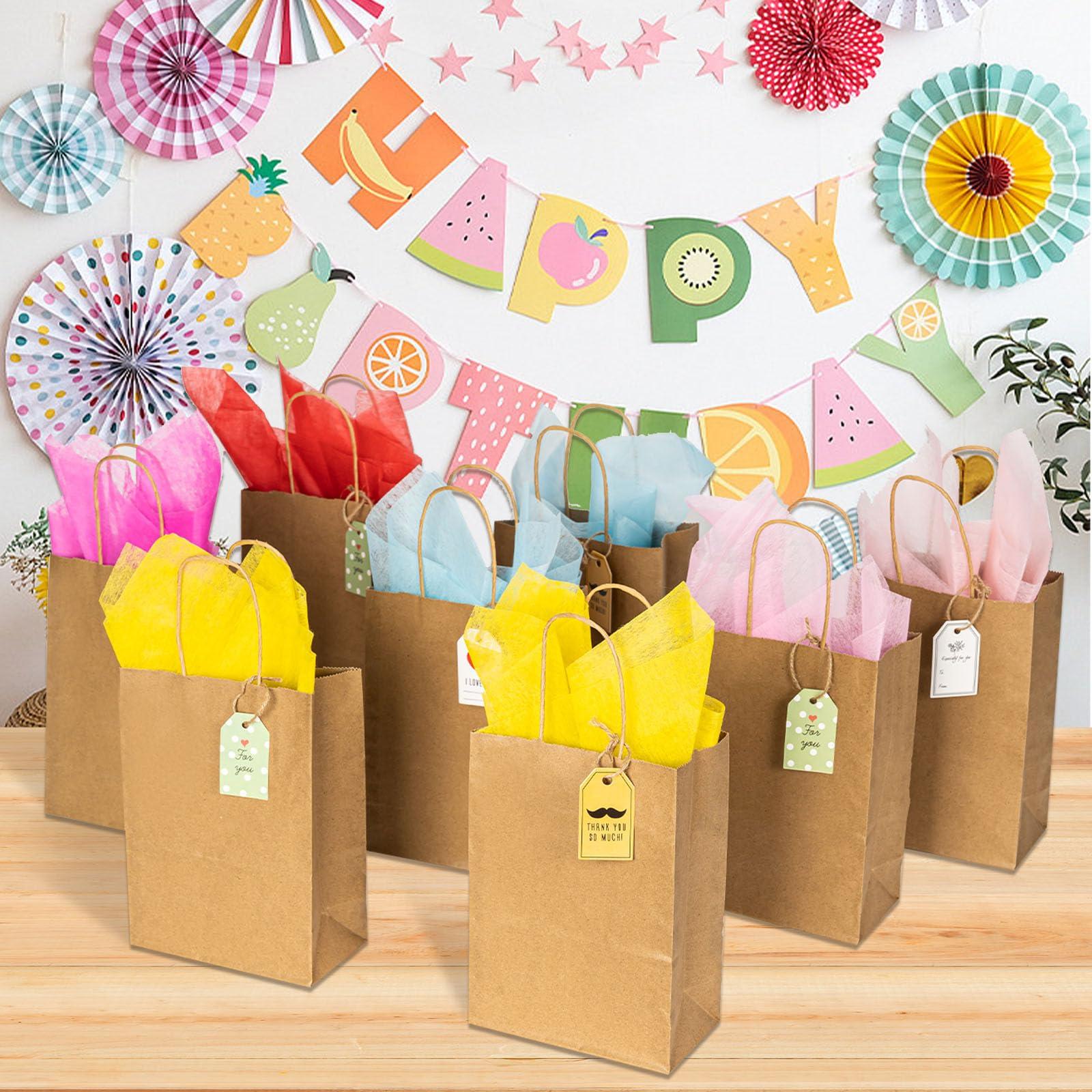 METAPRINT 300 PCS Custom Printed Kraft Paper Bags for Small Business, 5.8*3.2*8.25 Inch Small Size, Personalized Retail Gift Bags with Logo, Brown White Shopping Paper bag with Handle, Goodie Bags