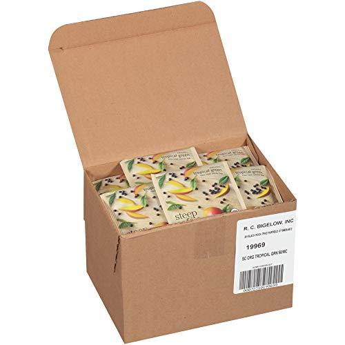 Bigelow Tea Steep Café Organic Tropical Green Tea, 50 Bags per Box, Single Source, Premium Whole Leaf Teas in a Sachet Pyramid Bag, Individually Wrapped in a Foil Pouch, Hot or Iced, by Bigelow Tea