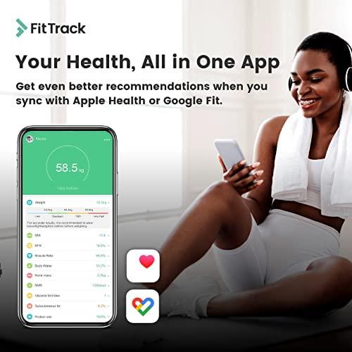FitTrack FitTrack Dara Smart BMI Digital Scale - Measure Weight and Body Fat - Most Accurate Bluetooth Glass Bathroom Scale (Black)