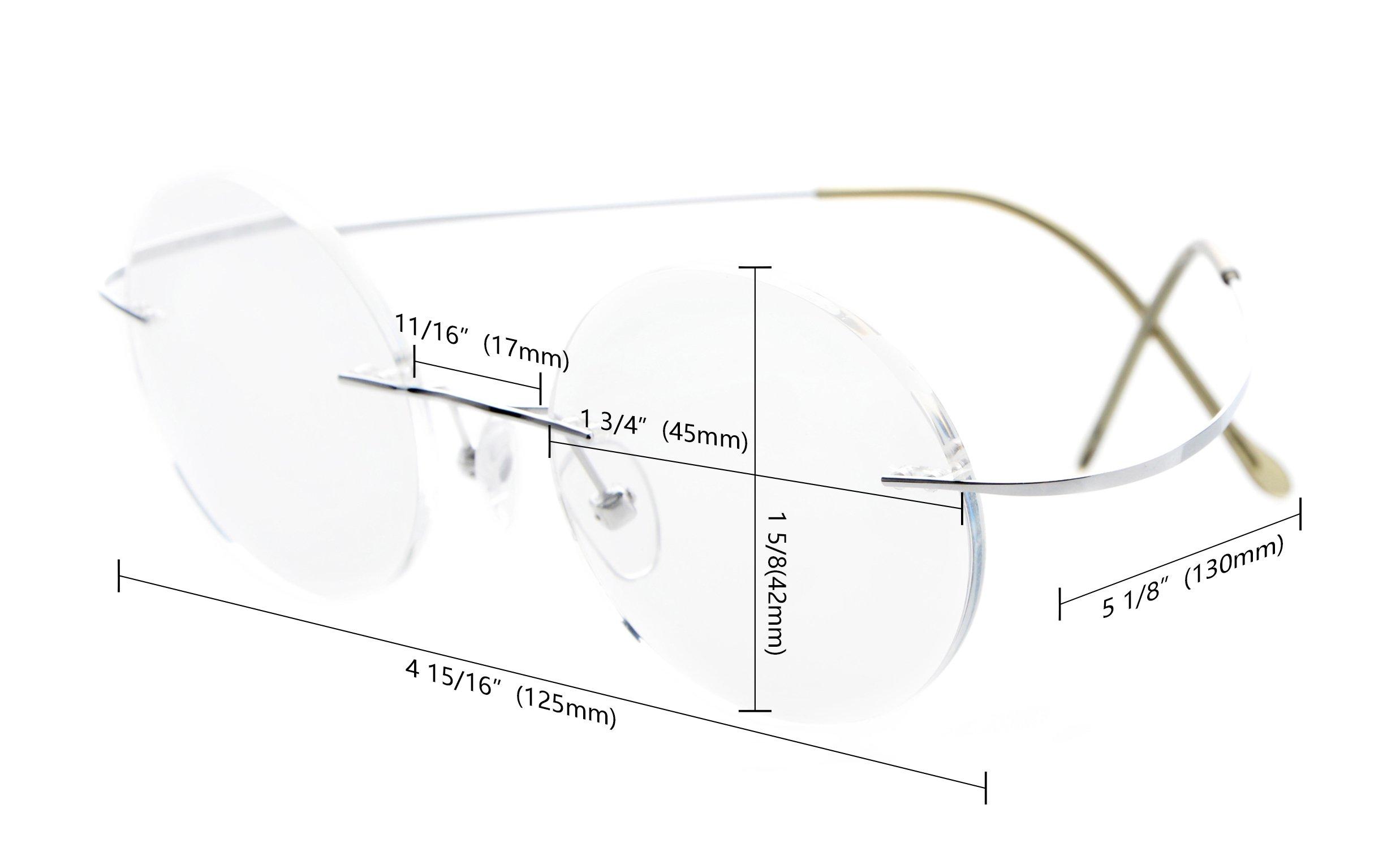 Eyekepper Eyekepper Titanium Rimless Round Yellow Tinted Lenses Computer Reading Glasses Circle Readers (Black, 2.00)