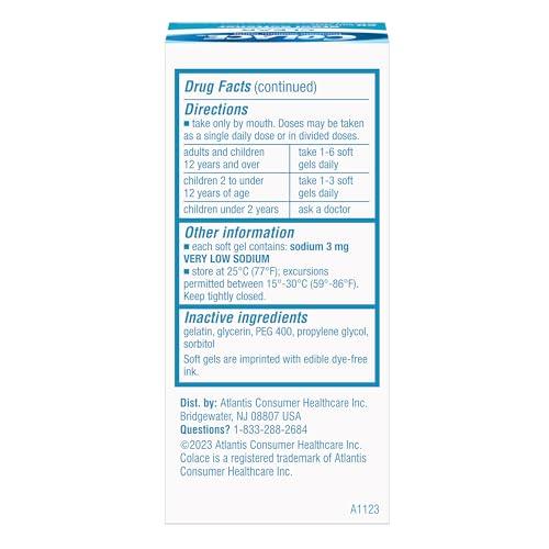 Colace Colace Clear Stool Softener Soft Gel Capsules Constipation Relief 50mg Docusate Sodium Doctor Recommended 60ct