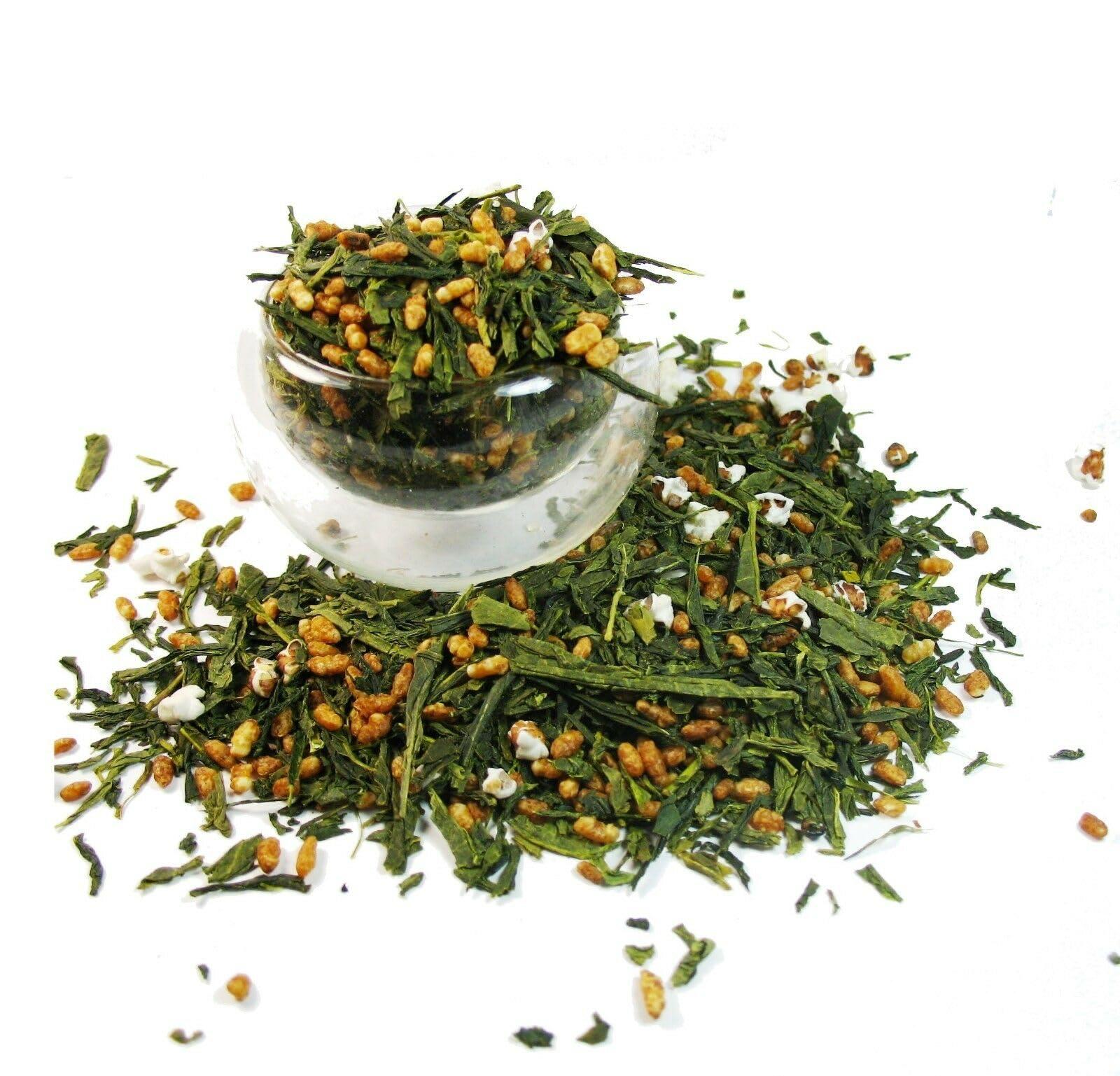Greenhilltea Organic Premium Genmaicha Popcorn Green Tea helps the stomach to digest – 3 Oz Bag