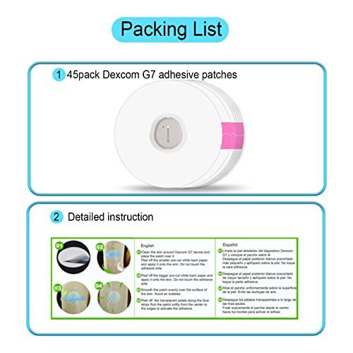 iFunyo G7 Adhesive Patches Waterproof 45pack Full Covers for Dexcom G7 Overpatch Clear Overlay Hypoallergenic Easy Use, Strong Adhesion Long Lasting 10+ Days Breathable