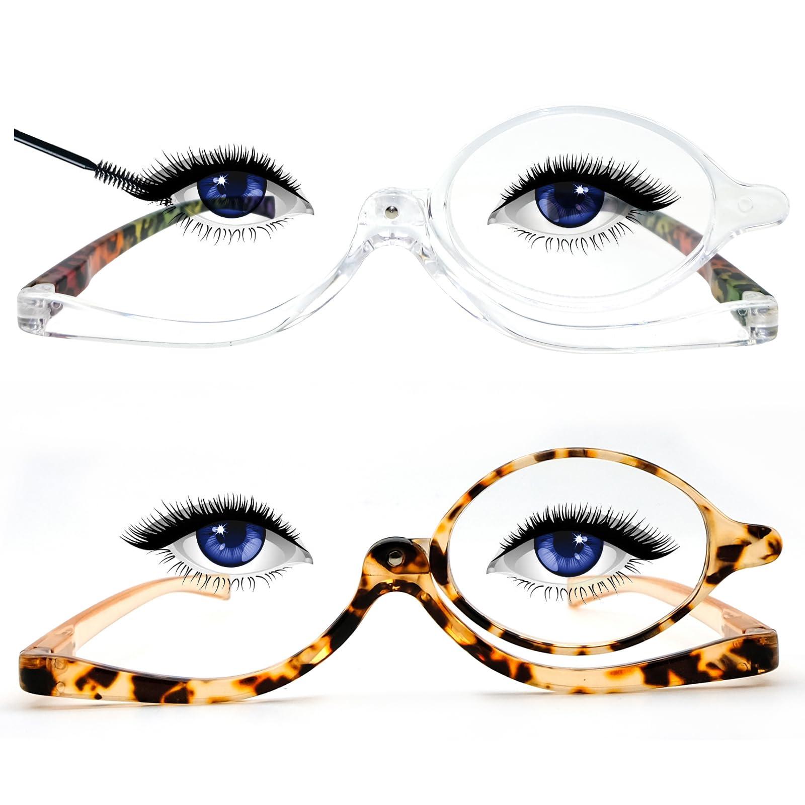 Sehnsucht Sehnsucht Makeup Glasses Flip Up Magnifying Cosmetic Readers Eye Makeup Reading Eyeglasses for Women 3604 Tortoise Transprent 1.00