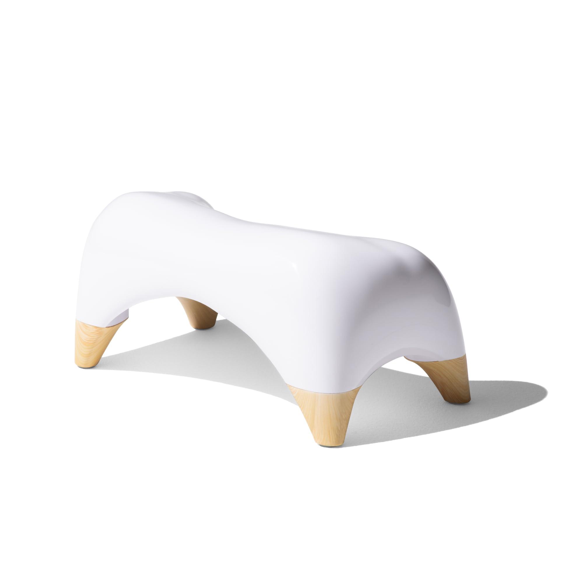 TUSHY TUSHY Ottoman: A Premium Toilet Stool for The Bathroom, Modern Sleek Design | Squatting Position Helps Improves Bowel Health & Relieves Constipation (Relaxed 7.5" White/Bamboo)