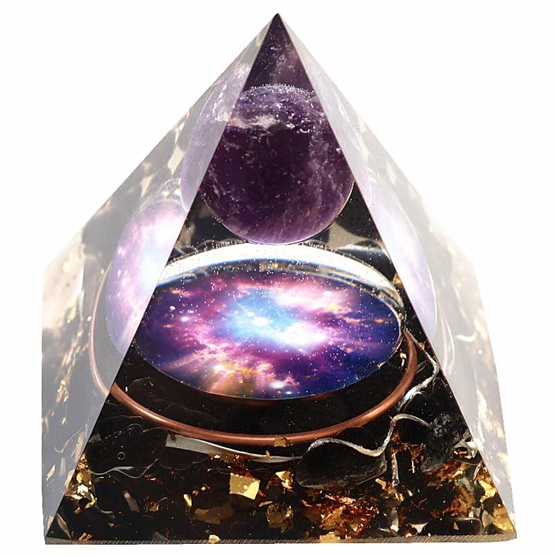 EternalOrgone EternalOrgone Orgone Pyramid Orgonite Healing Crystals Pyramid for Positive Energy with Obsidian Stones and Amethyst Crystal That Promotes Wealth, Prosperity and attracts Success (Black-2)