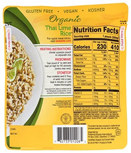 TASTY BITE Tasty Bite, Thai Lime Rice, 8.8 Oz