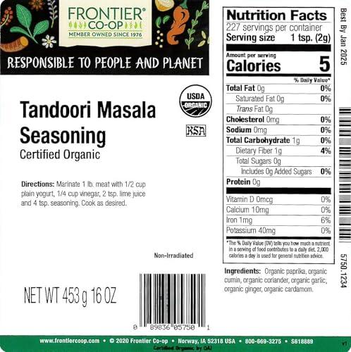 Frontier Co-op Frontier Bulk Tandoori Masala Seasoning, Organic, 1 Pound