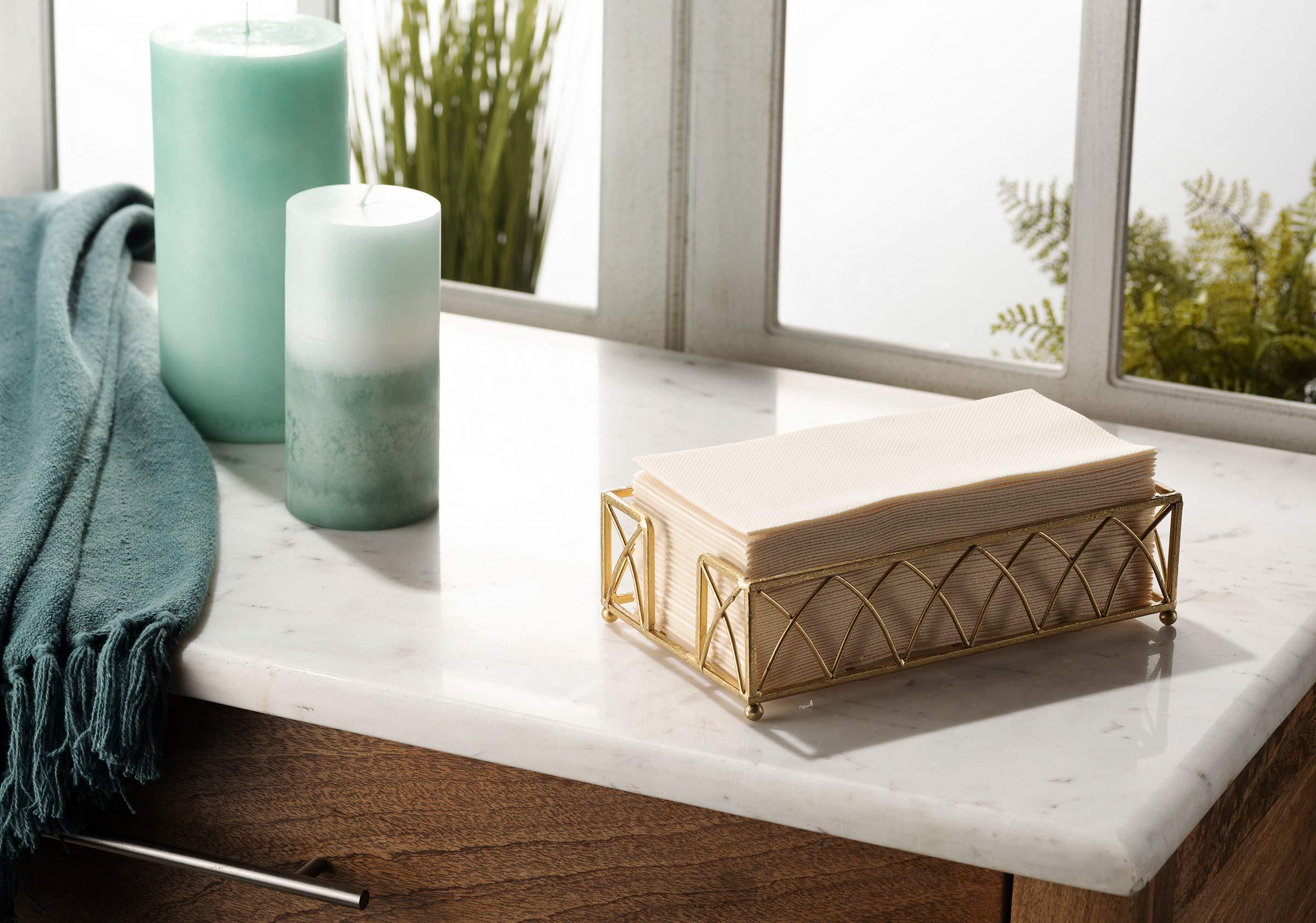 Servietto 50-Pack Disposable Linen-Feel Caramel Napkins, 12\" x 17\" Cloth-Like Paper Dinner Napkins For Wedding, Bathroom, Party Or Event