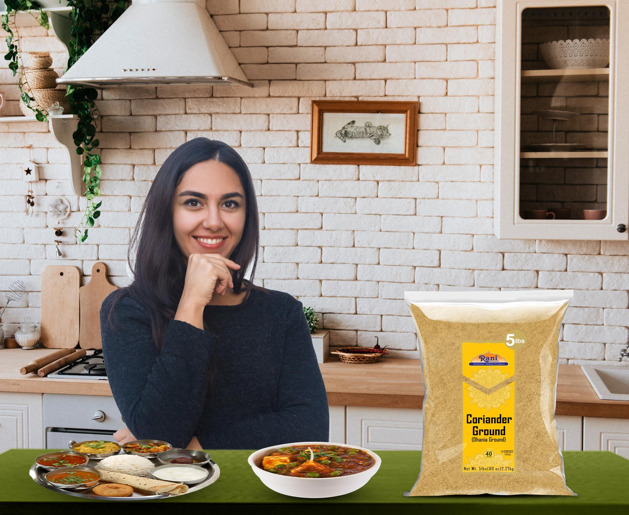Rani Brand Authentic Indian Products Rani Coriander Ground Powder (Indian Dhania) Spice 80oz (5lbs) 2.27kg Bulk ~ All Natural | Salt-Free | Vegan | No Colors | Gluten Friendly | NON-GMO | Kosher | Indian Origin