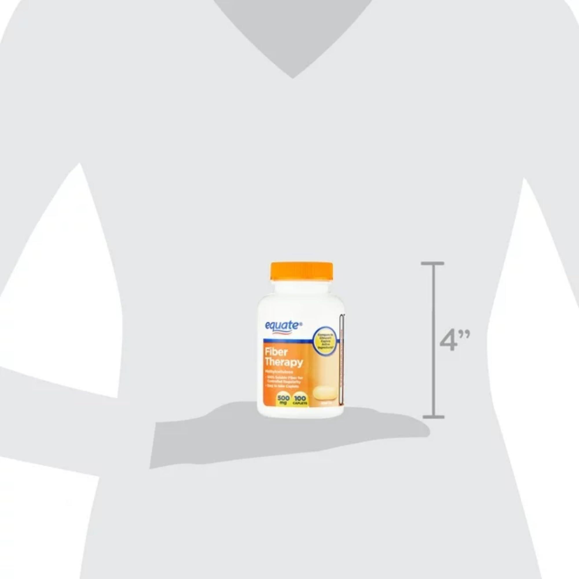 AMCIENT AMCIENT Equate Fiber Therapy Methylcellulose Fiber Caplets 500 mg 100 Count (Pack of 2) Bundle with Reusable Food Pouch