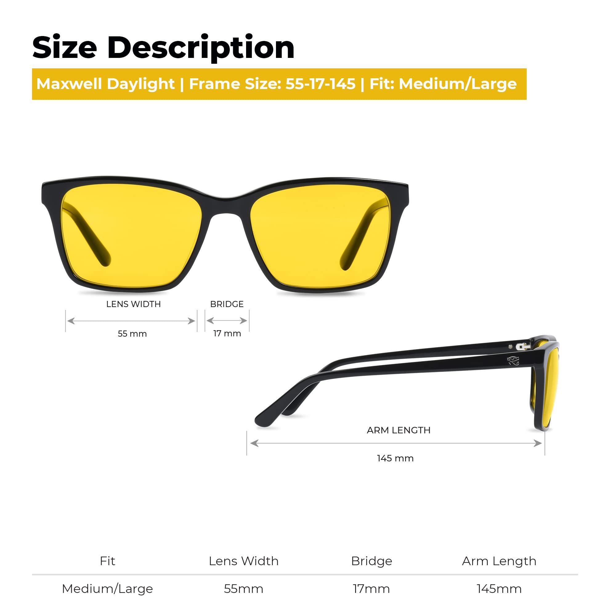 Ra Optics Ra Optics Maxwell Frame with Daylight Lenses - Premium, Science-Based Blue Light Glasses for Screens - Prevent Eyestrain, Headaches, and Fatigue - Supercharge Energy Levels, Focus, and Productivity