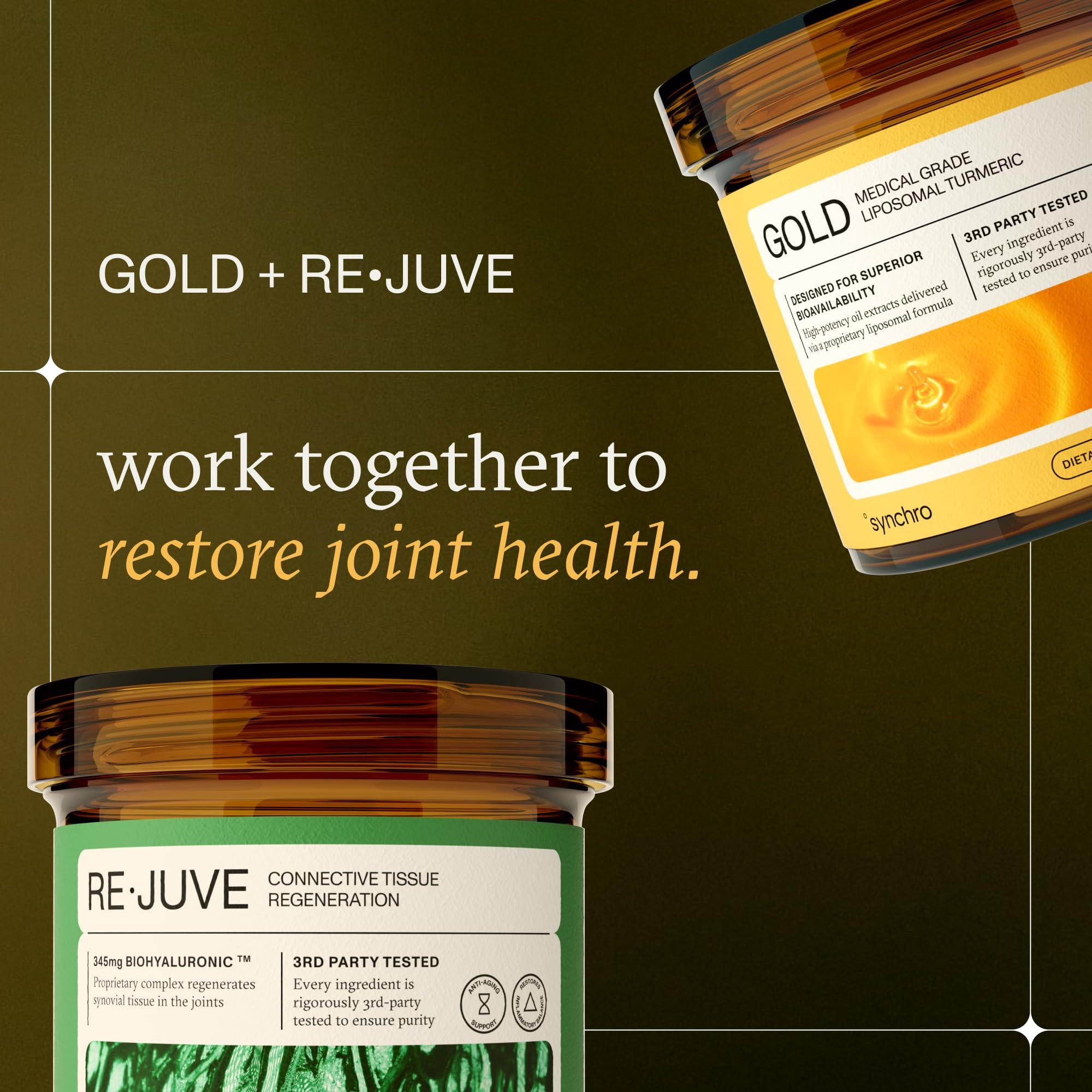 Synchro Synchro Gold Medical-Grade Liposomal Turmeric | 60ct Capsules | Whole-Plant Extract, Nano-Encapsulation Delivery | Curcumin Black Pepper Piperine Supplement