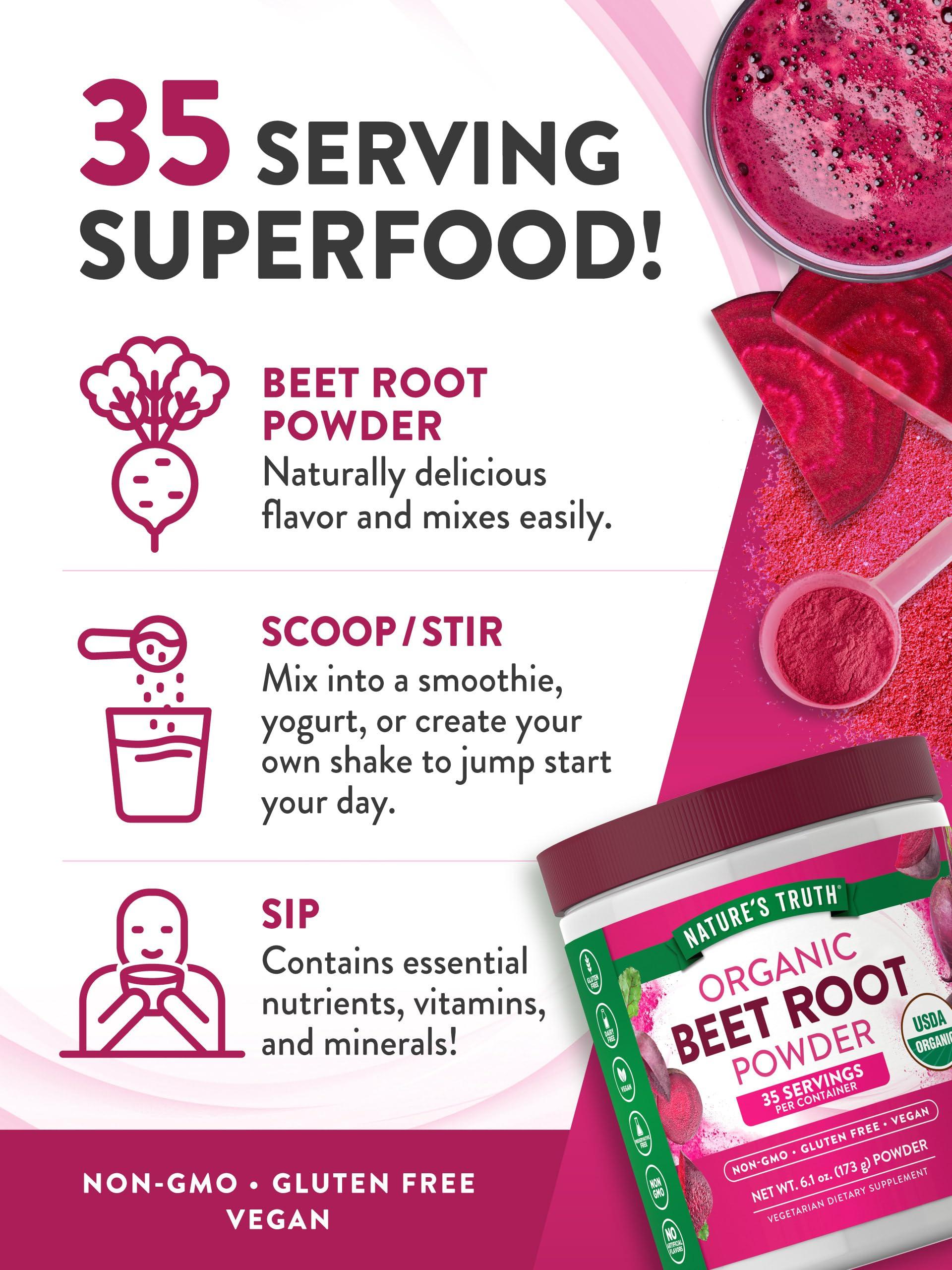 Nature's Truth Nature\'s Truth Organic Beet Root Powder | 6.1 oz | Vegan, Non-GMO & Gluten Free Supplement