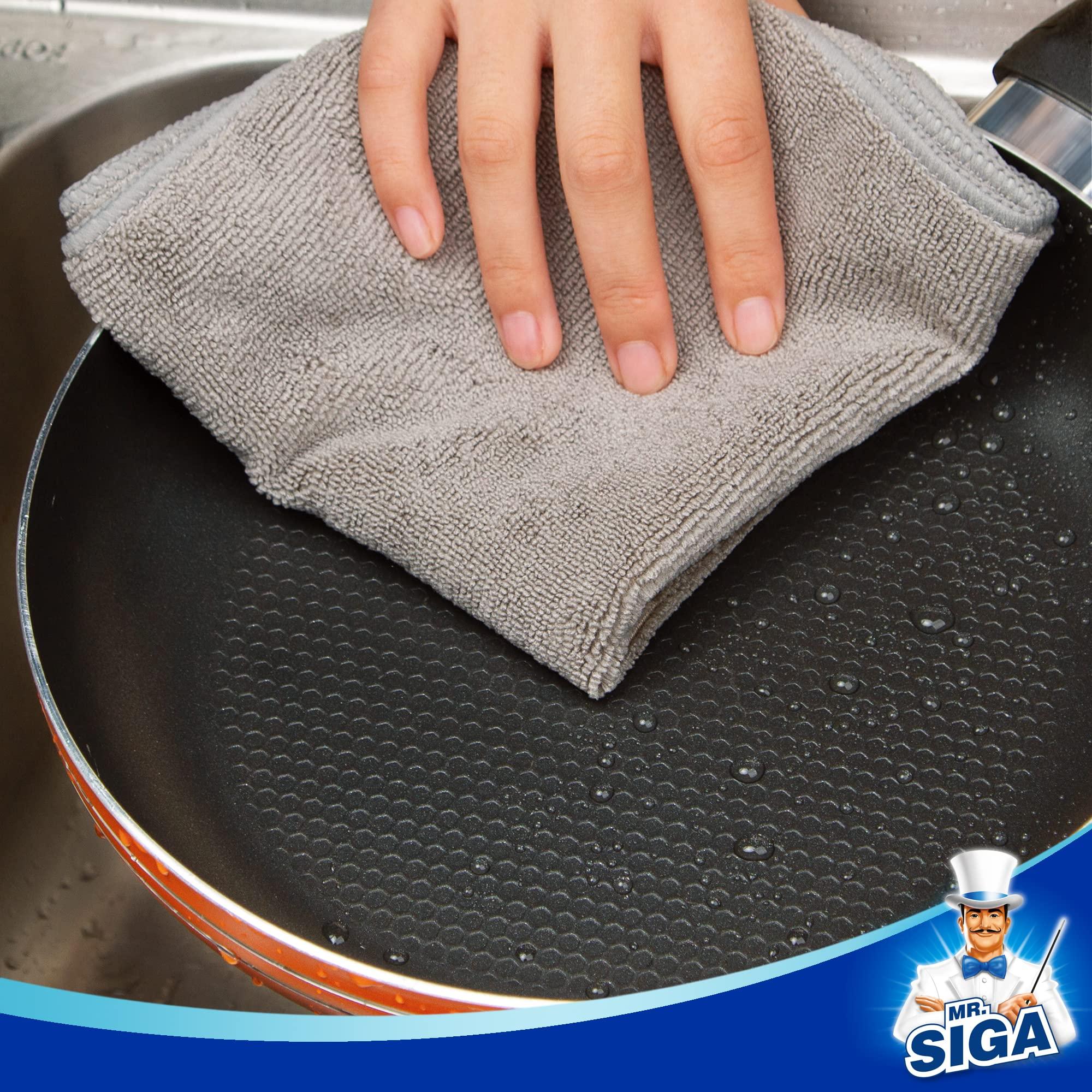 MR.SIGA MR.SIGA Microfiber Cleaning Cloth, All-Purpose Microfiber Towels, Streak Free Cleaning Rags, Pack of 12, Grey, Size 32 x 32 cm(12.6 x 12.6 inch)