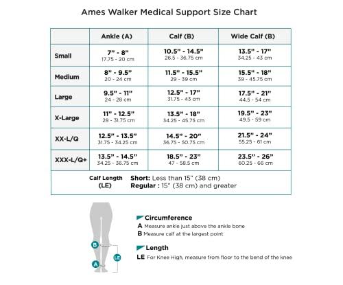 Ames Walker Ames Walker AW Style 200 Medical Support Closed Toe 20-30 mmHg Firm Compression Knee High Stockings XXXL Reg Wide Black