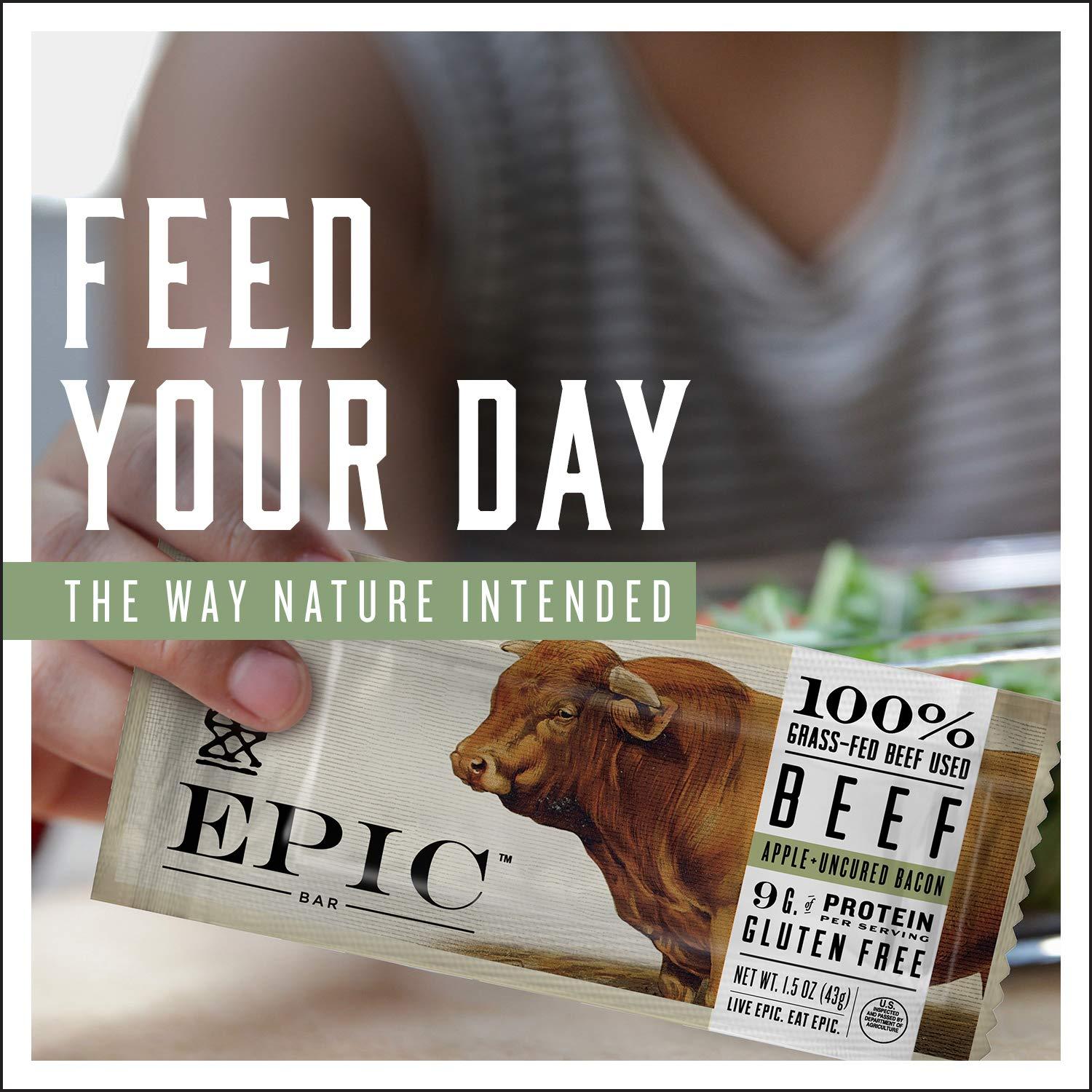 Epic Provisions EPIC Bars, Beef Sea Salt and Pepper Bar, Keto and Paleo Friendly, Whole30 Approved, Gluten Free, 12 Count, 15.6 oz